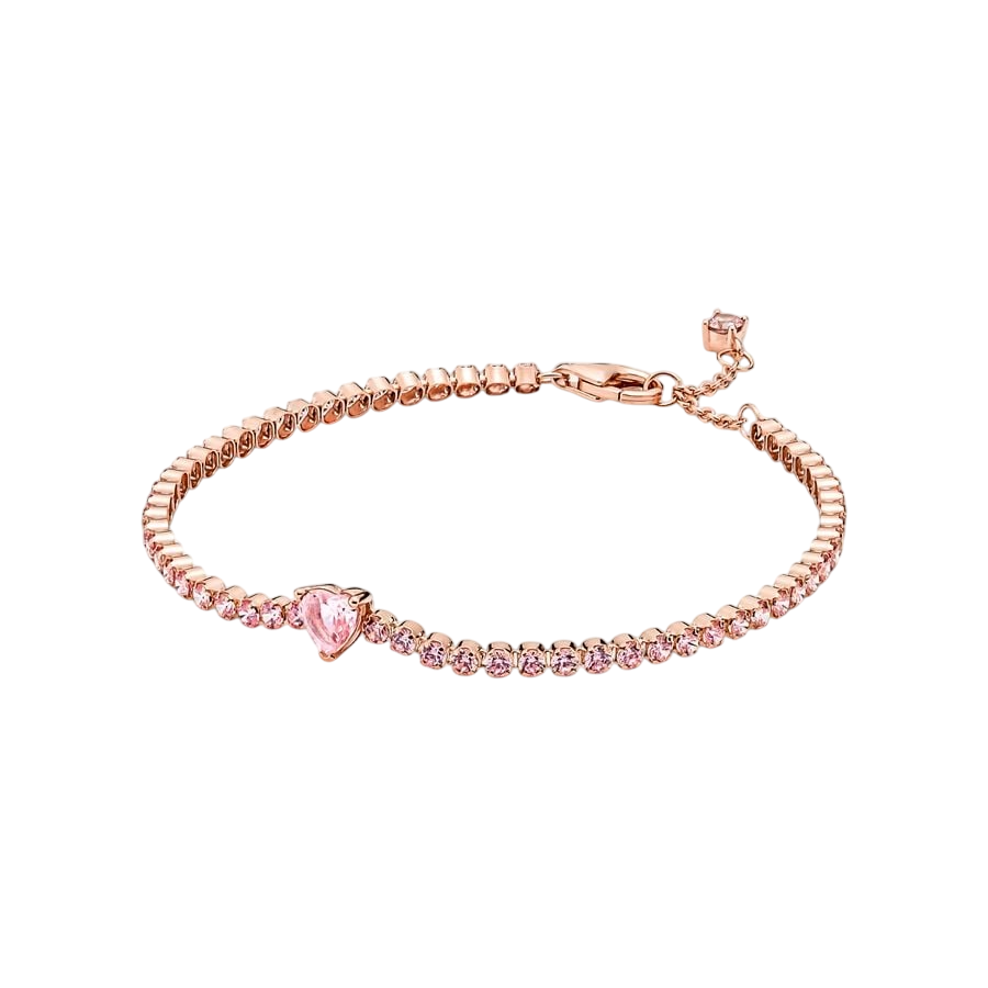 Heart 14k rose gold-plated tennis bracelet with or