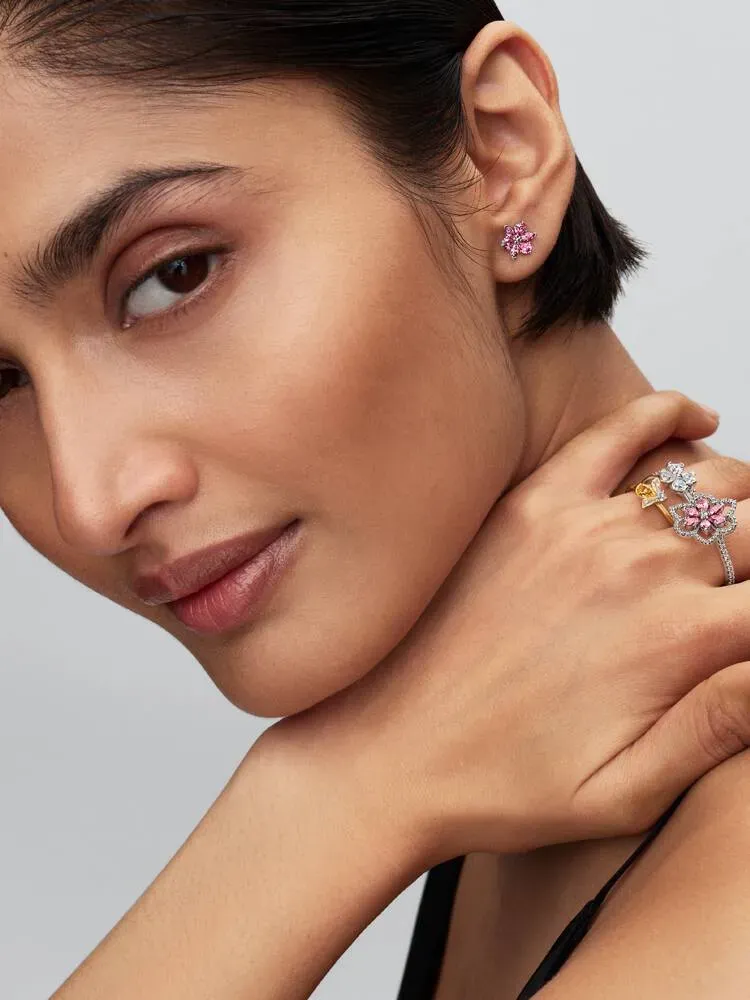 Bee 14k gold-plated ring with vibrant yellow and clear cubic zirconia/ 164562C01-58