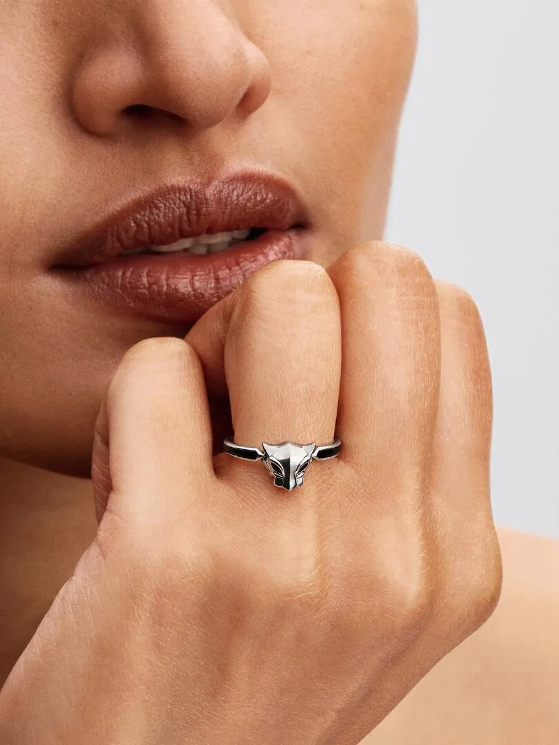 Marvel Black Panther sterling silver ring with bla