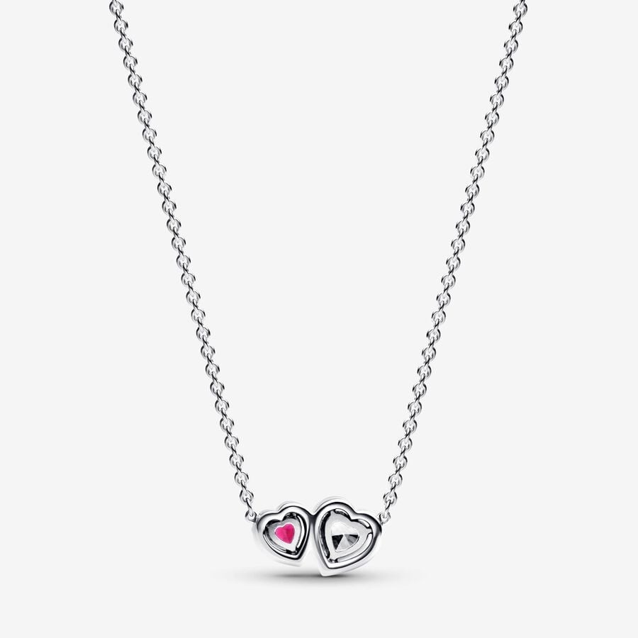 Hearts sterling silver collier with cherries jubilee red crystal and clear cubic zirconia/ 393632C01-45