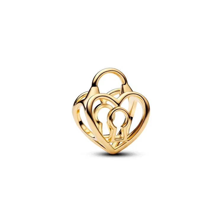 Heart padlock 14k gold-plated charm