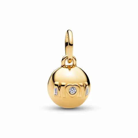 Openable mom ball 14k gold-plated dangle with clea