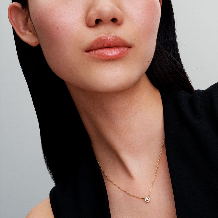 14k gold-plated collier with clear cubic zirconia