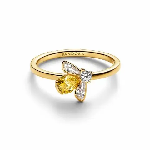 Bee 14k gold-plated ring with vibrant yellow and clear cubic zirconia/ 164562C01-58