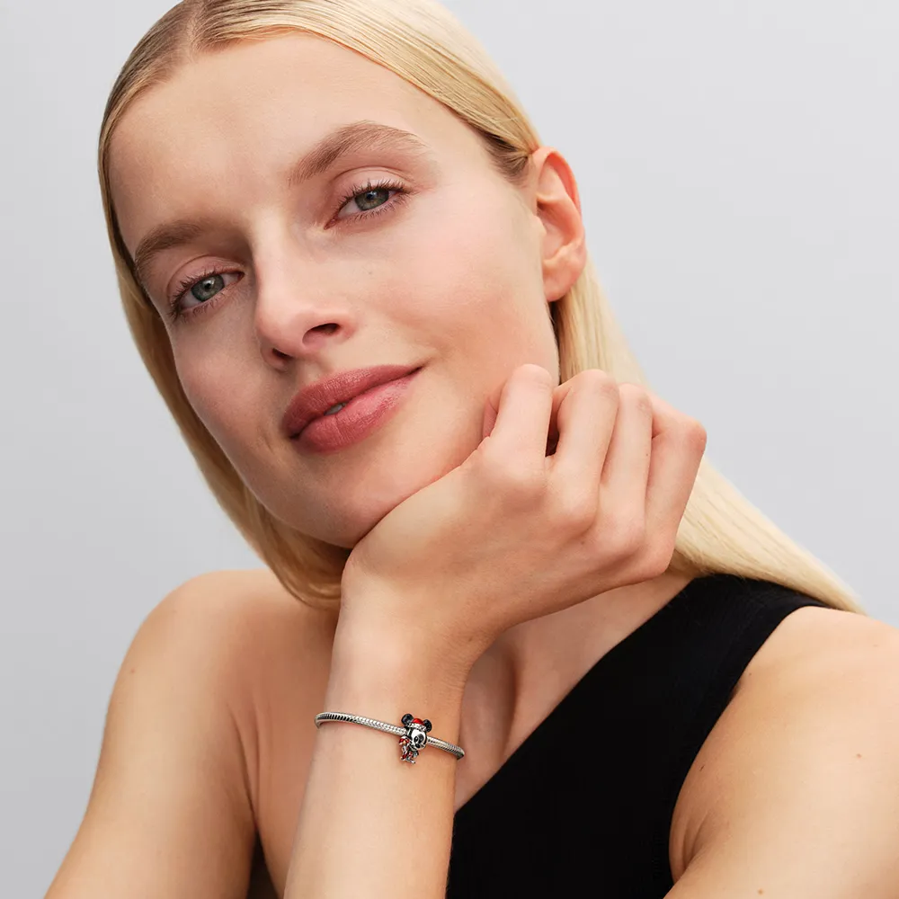 Disney Mickey Mouse sterling silver charm with glittery black and red enamel/794217C01