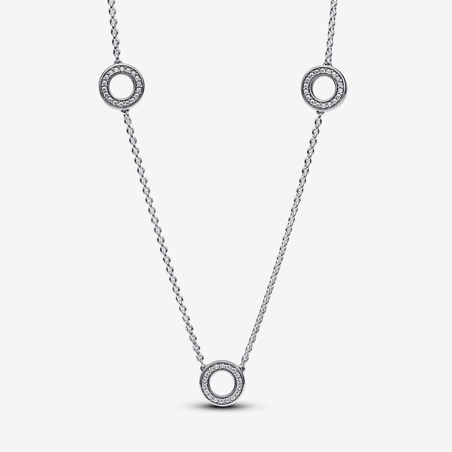 Sterling silver necklace with clear cubic zirconia