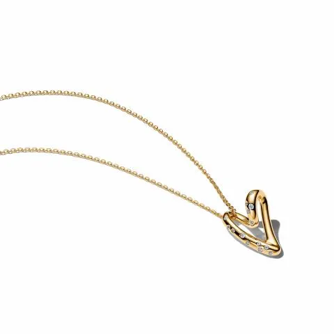 Heart 14k gold-plated pendant necklace with clear 