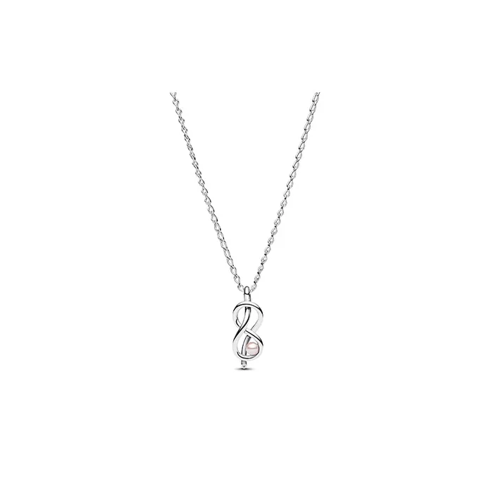 Infinity knot sterling silver pendant necklace wit