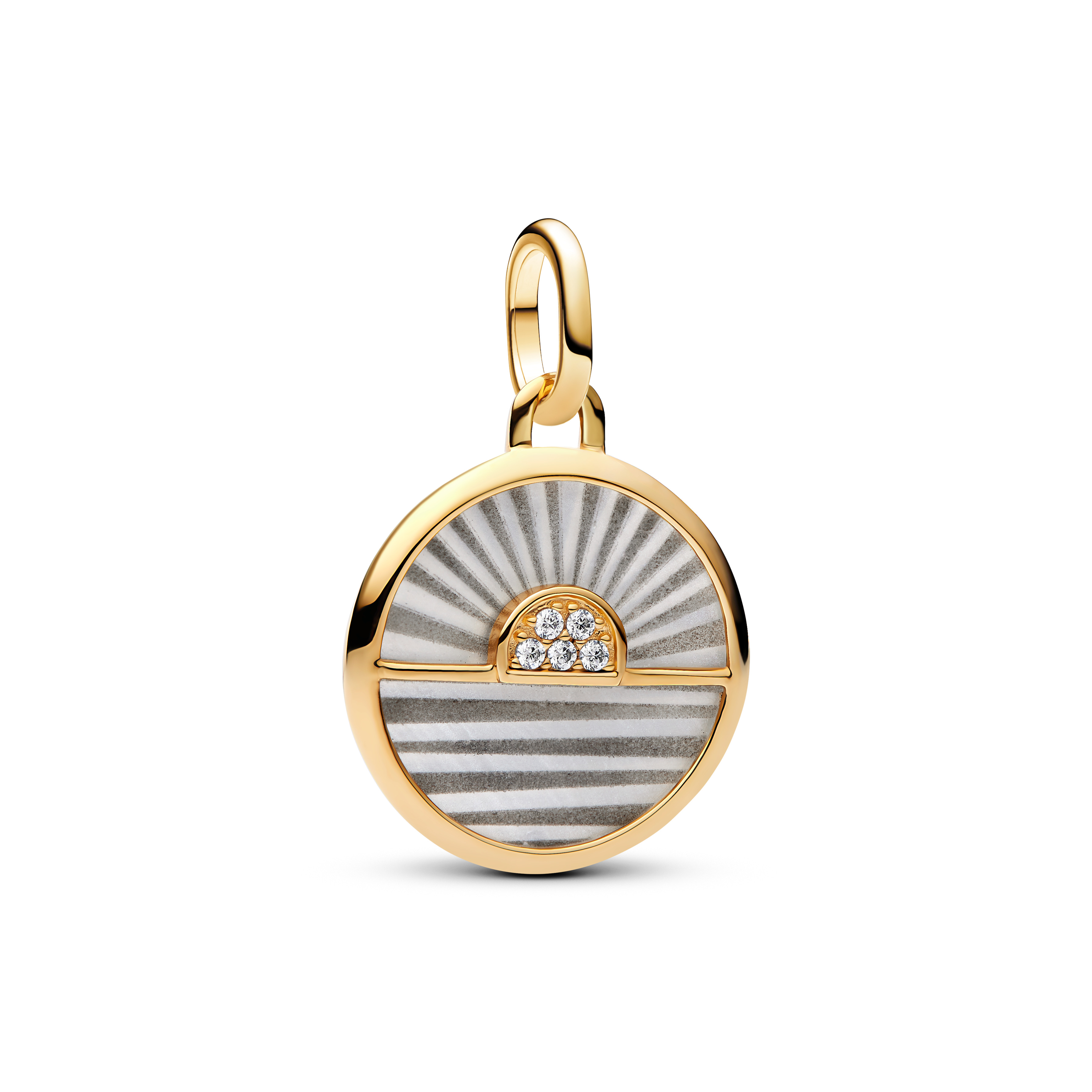Sunrise 14k gold-plated medallion with white biore