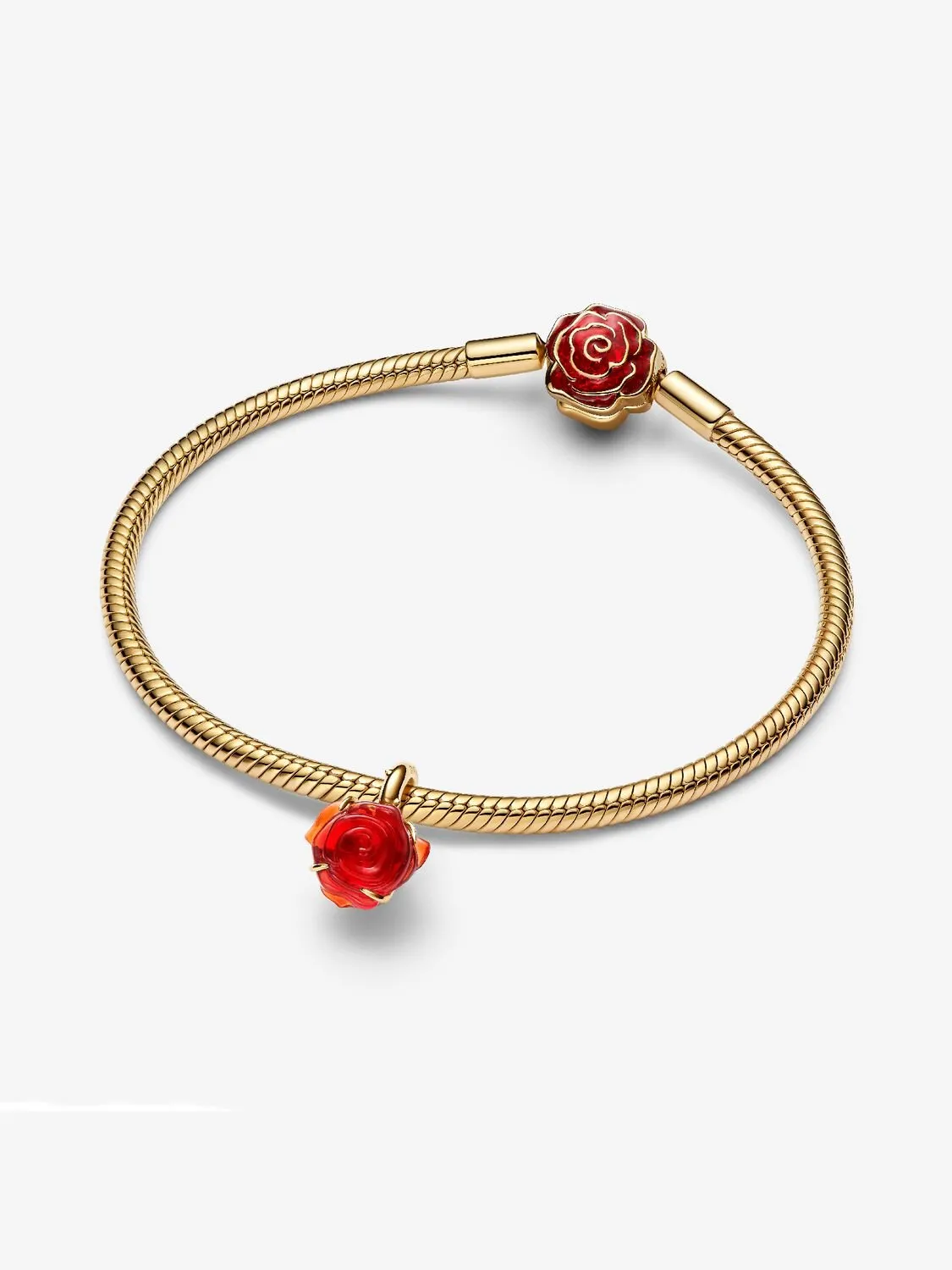 Disney Beauty and The Beast rose 14k gold-plated dangle with red Murano glass / 764018C01