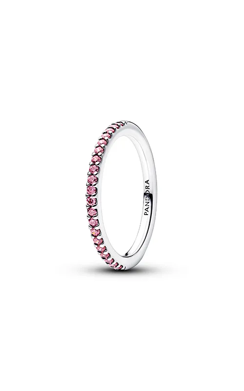 Sterling silver ring with fancy pink cubic zirconi