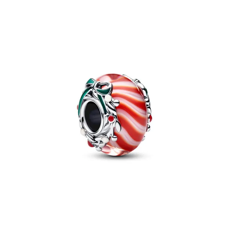 Candy sterling silver charm with red and white Mur