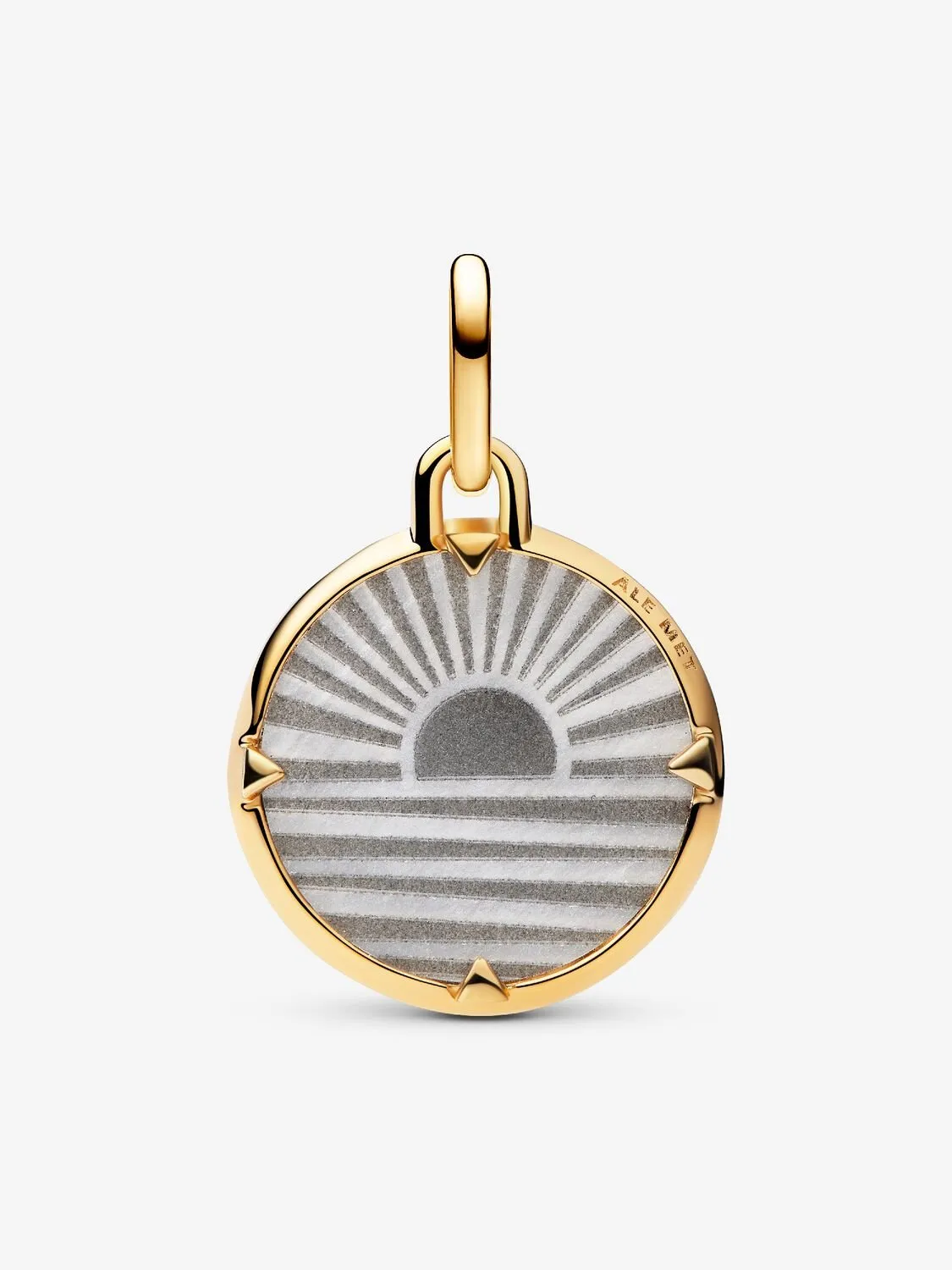 Sunrise 14k gold-plated medallion with white bioresin man-made mother of pearl and clear cubic zirconia/ 763859C01