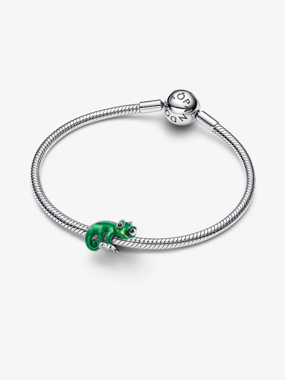 Disney Tangled Pascal sterling silver charm with black crystal and color-changing green enamel / 793983C01