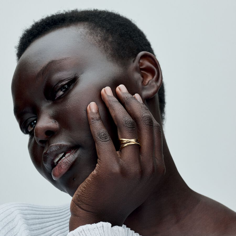 Triple band 14k gold-plated open ring