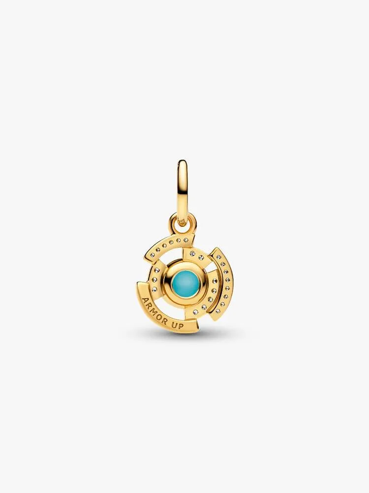 Marvel Iron Man 14k gold-plated dangle with clear cubic zirconia and glow in the dark enamel/764216C01