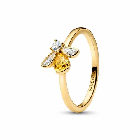 Bee 14k gold-plated ring with vibrant yellow and c