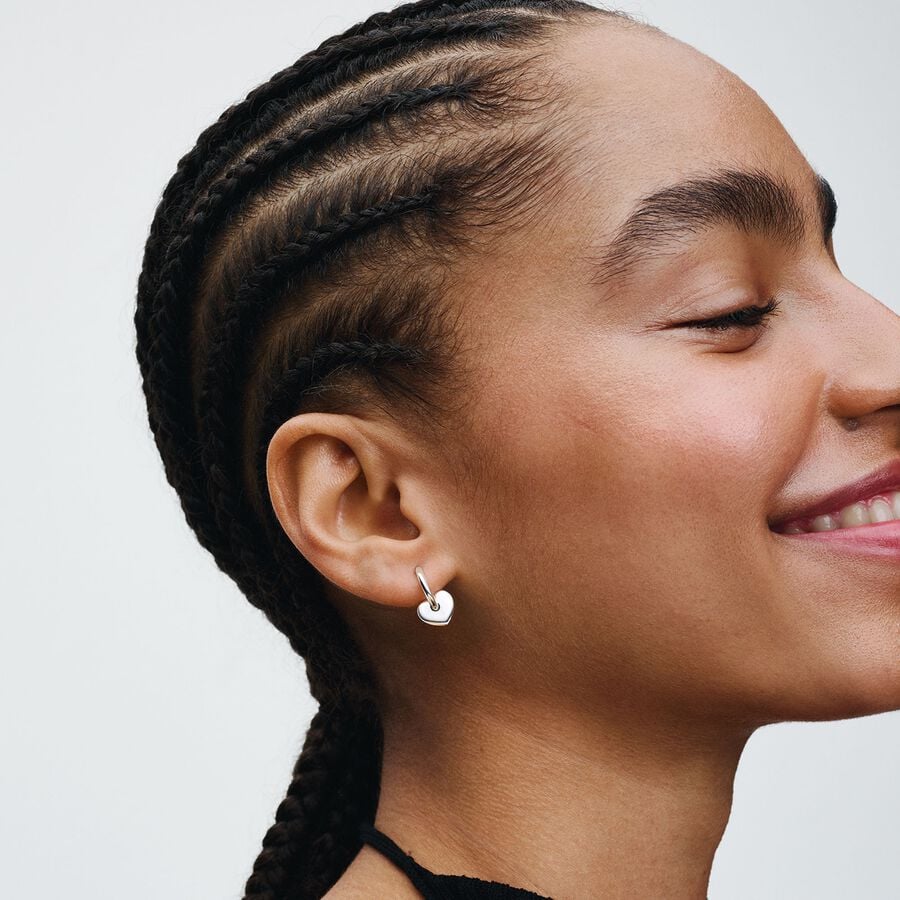 Heart sterling silver hoop earrings/ 293460C00