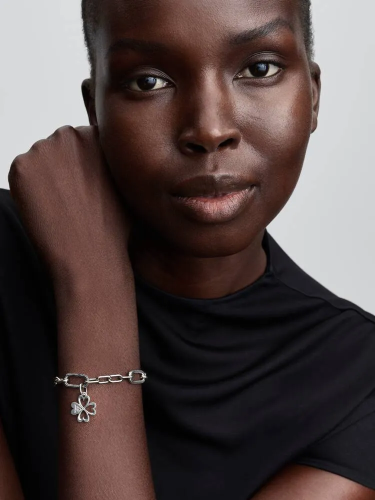 Clover sterling silver medallion with clear cubic zirconia / 793034C01