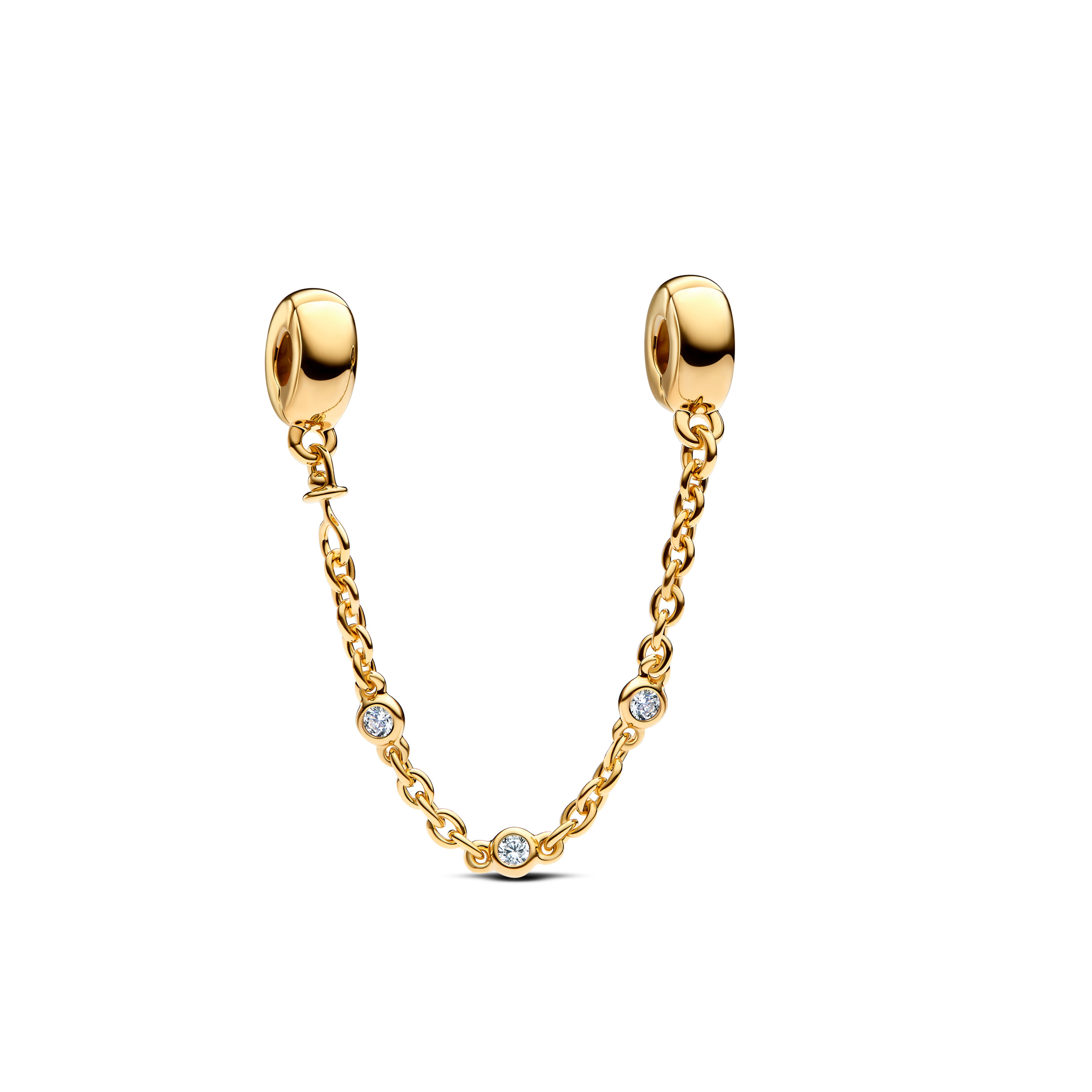 14k Gold-plated safety chain clip with clear cubic