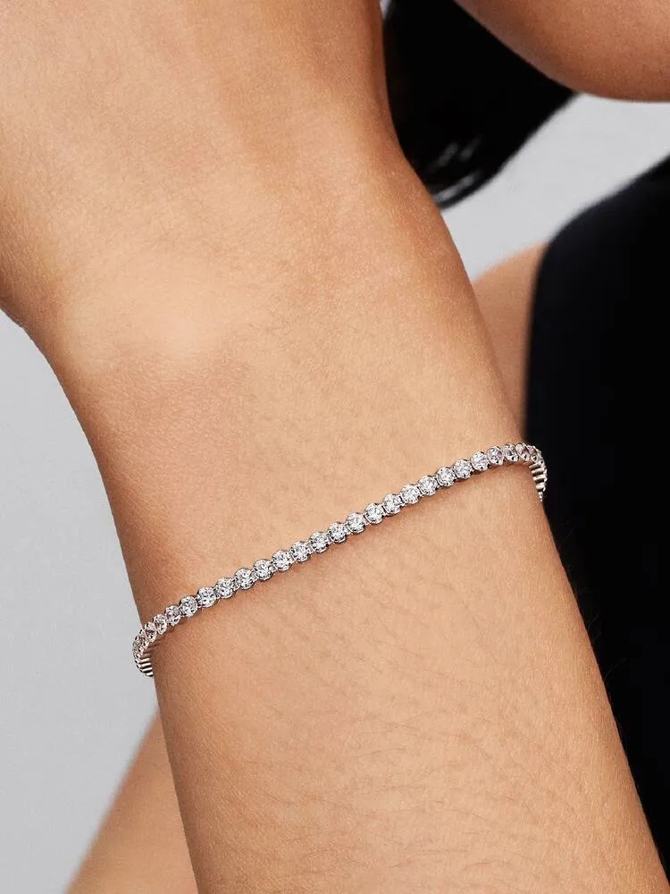 Sterling silver tennis bracelet with clear cubic zirconia/ 593927C01-18