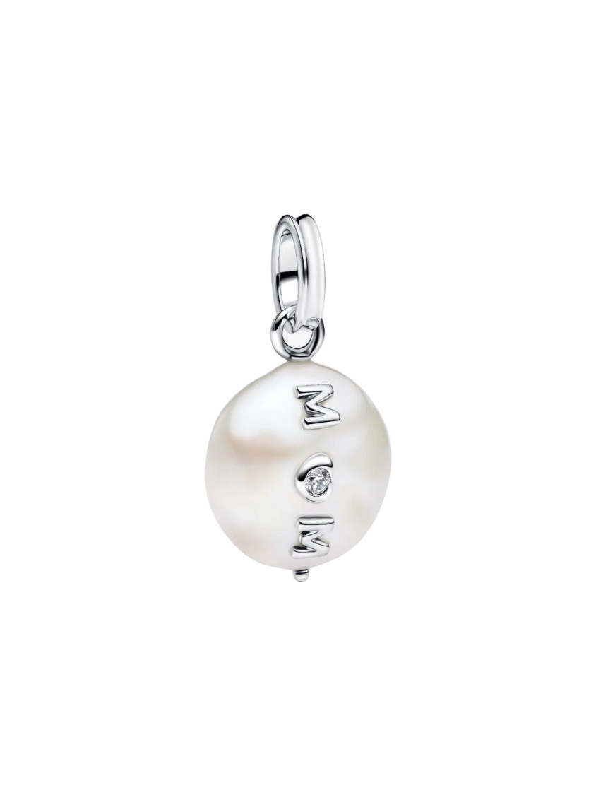 Mum sterling silver dangle with white treated fres