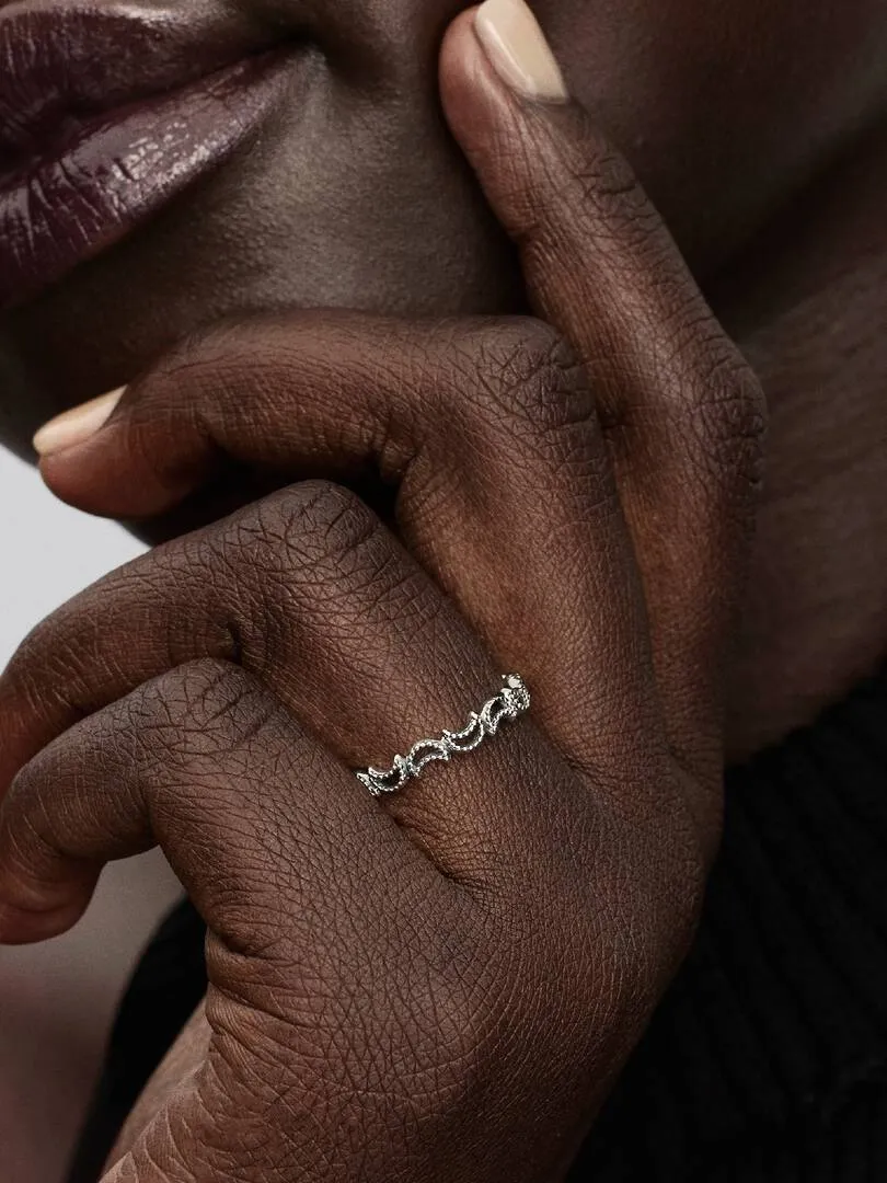 Moon sterling silver ring