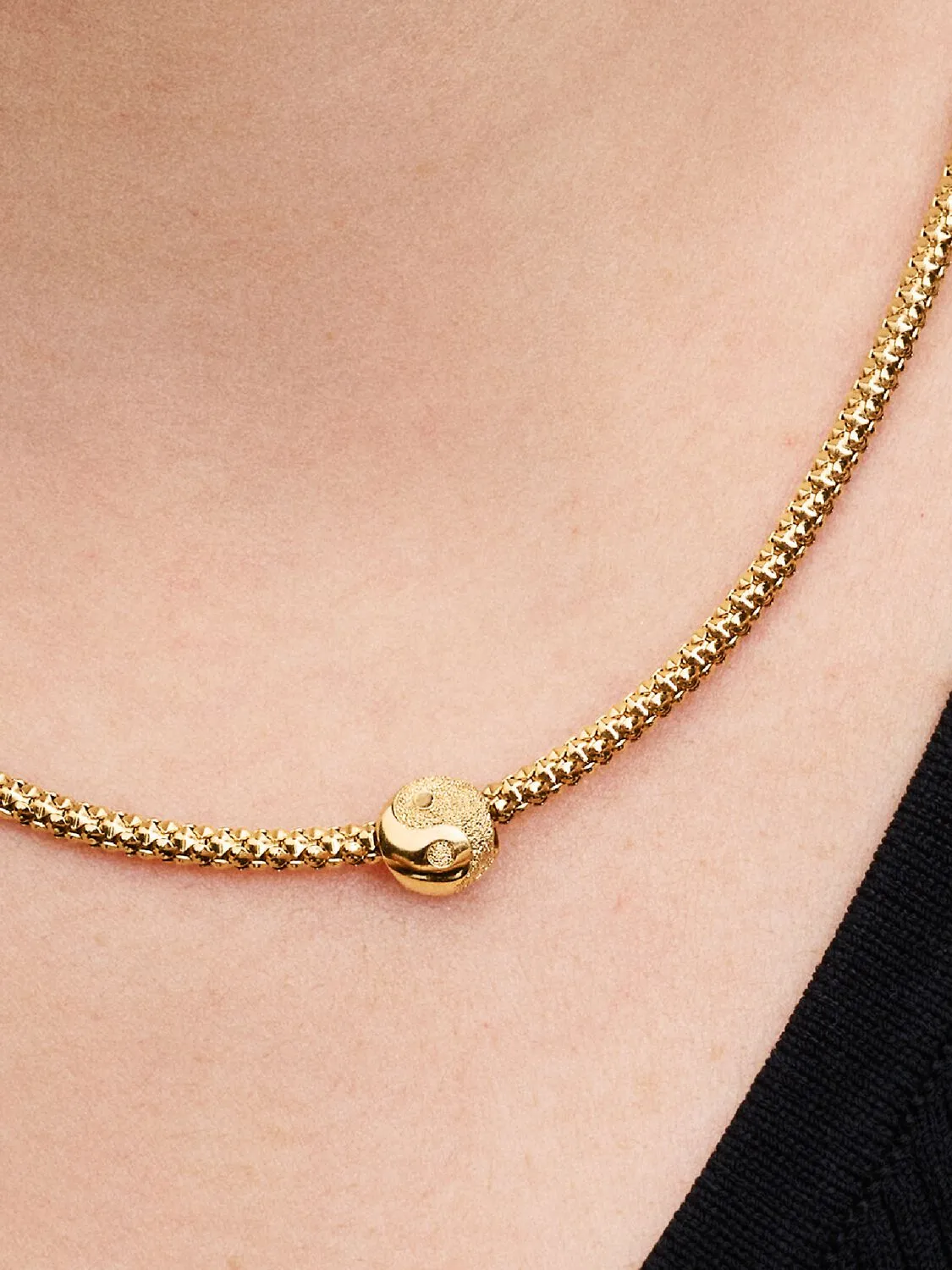 Textured yin and yang 14k gold-plated mini charm