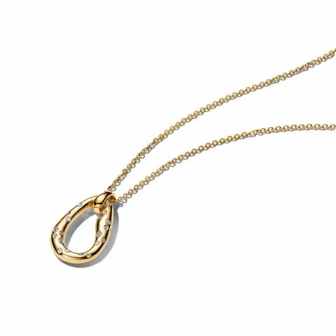 14k gold-plated collier with clear cubic zirconia