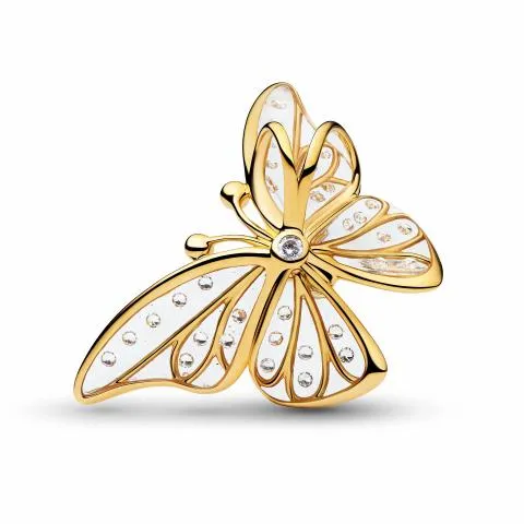 Butterfly 14k gold-plated charm with clear cubic zirconia and clear UV resin / 764487C01