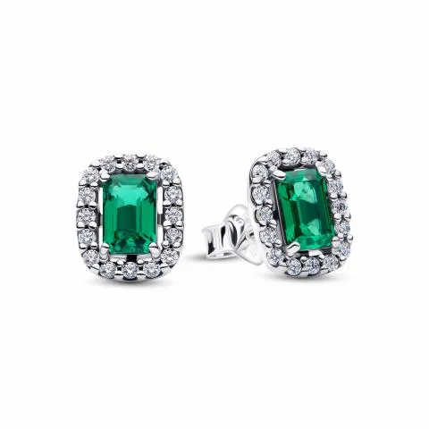 Sterling silver stud earrings with royal green cry