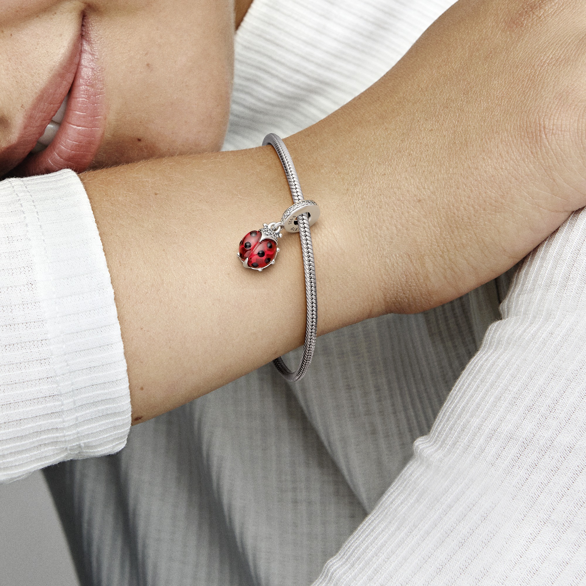 Ladybird sterling silver dangle with salsa red cry