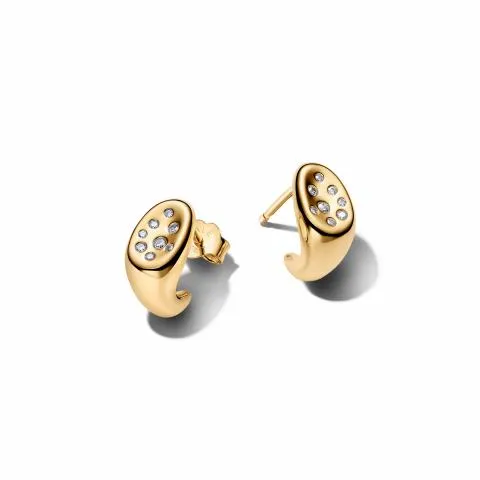 14k gold-plated stud earrings with clear cubic zir