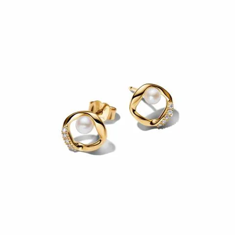 14k gold-plated stud earrings with white treated f
