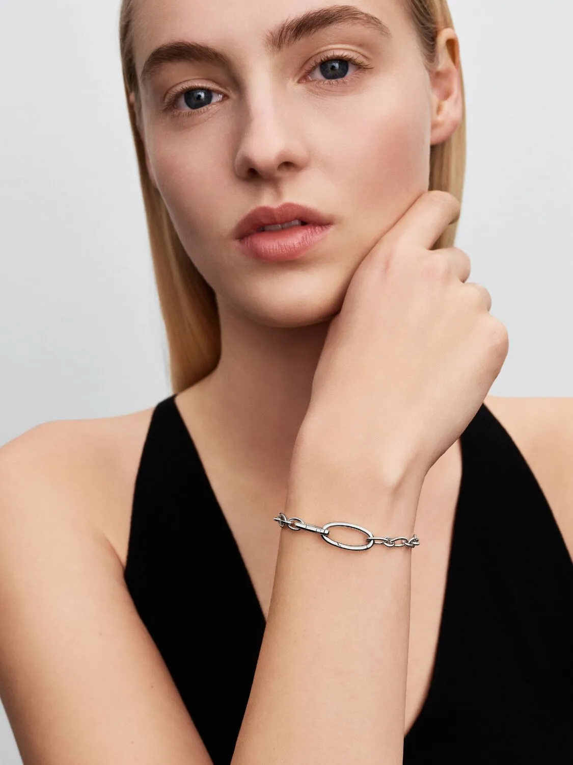 Sterling silver oval link bracelet/ 594678C00-2