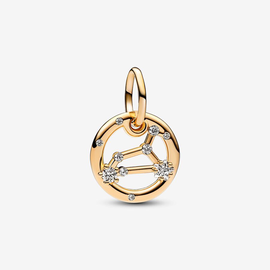 Leo zodiac 14k gold-plated dangle with clear cubic zirconia