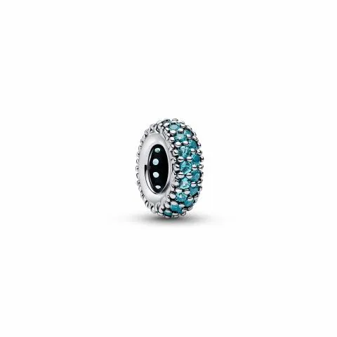 Abstract sterling silver spacer with icy blue crys