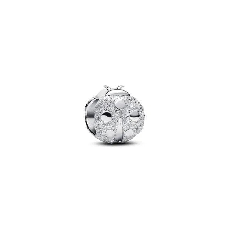 Textured ladybird sterling silver mini charm