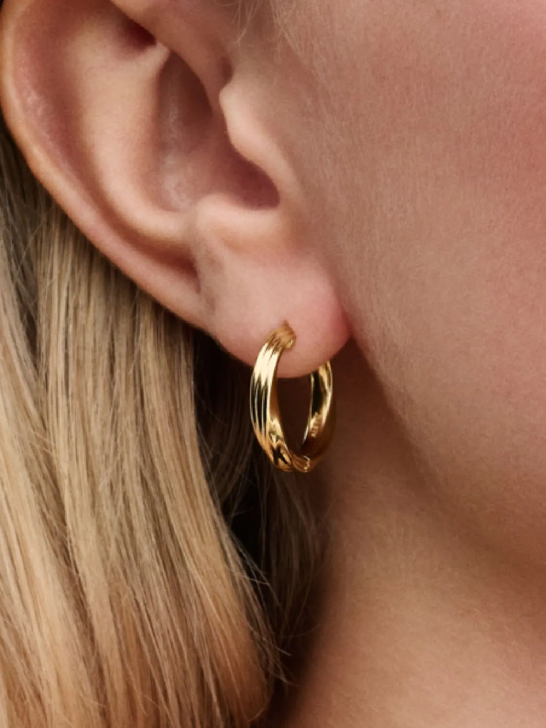 Twisted 14k gold-plated hoop earrings/ 263878C00