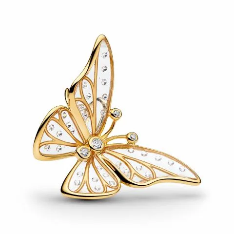 Butterfly 14k gold-plated charm with clear cubic z