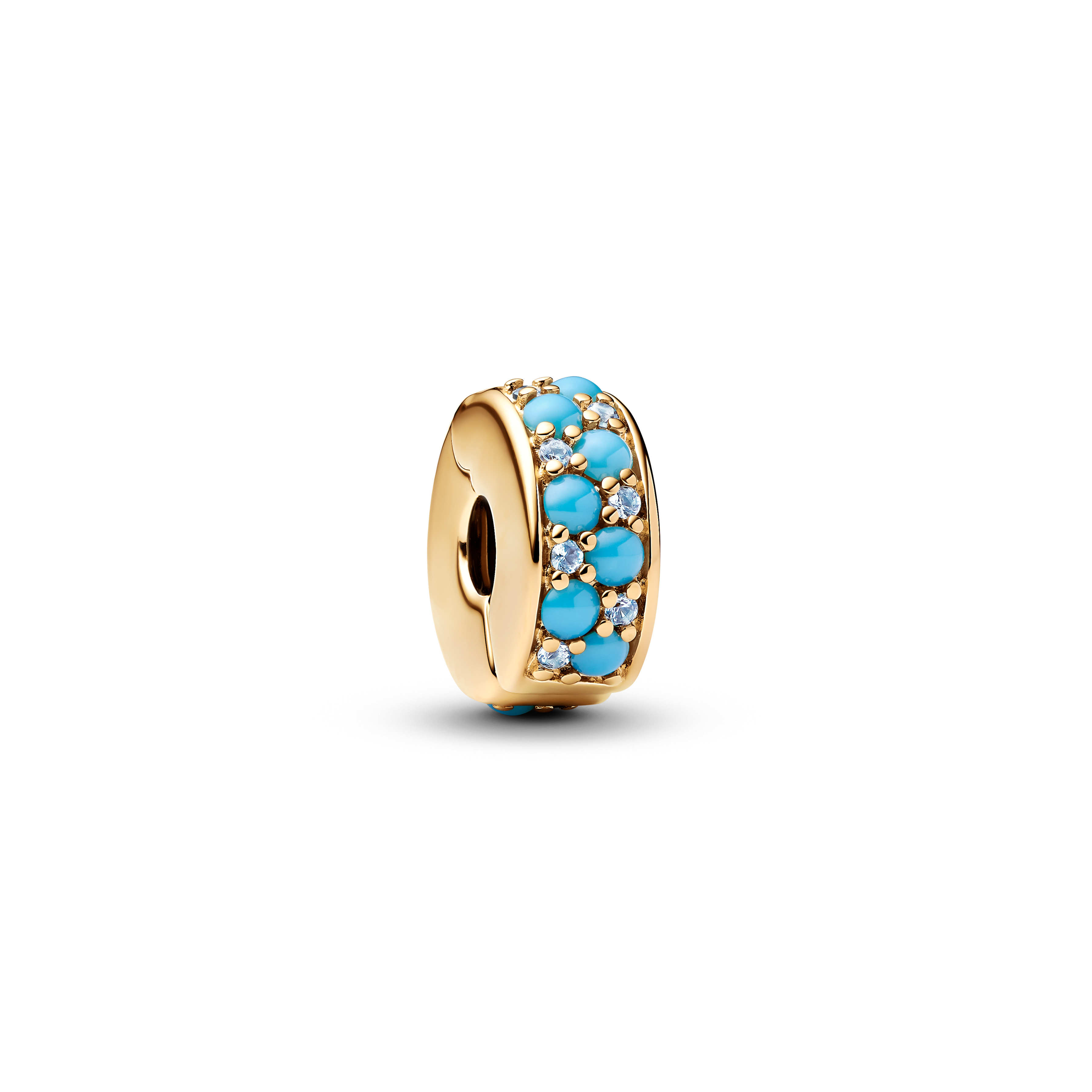 14k gold-plated clip with icy blue and capri blue 