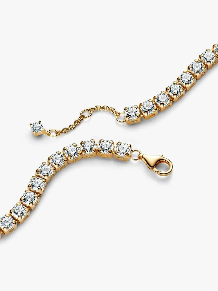14k gold-plated tennis bracelet with clear cubic zirconia/563539C01-18