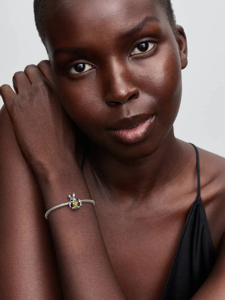 Disney Stitch sterling silver charm with orange im