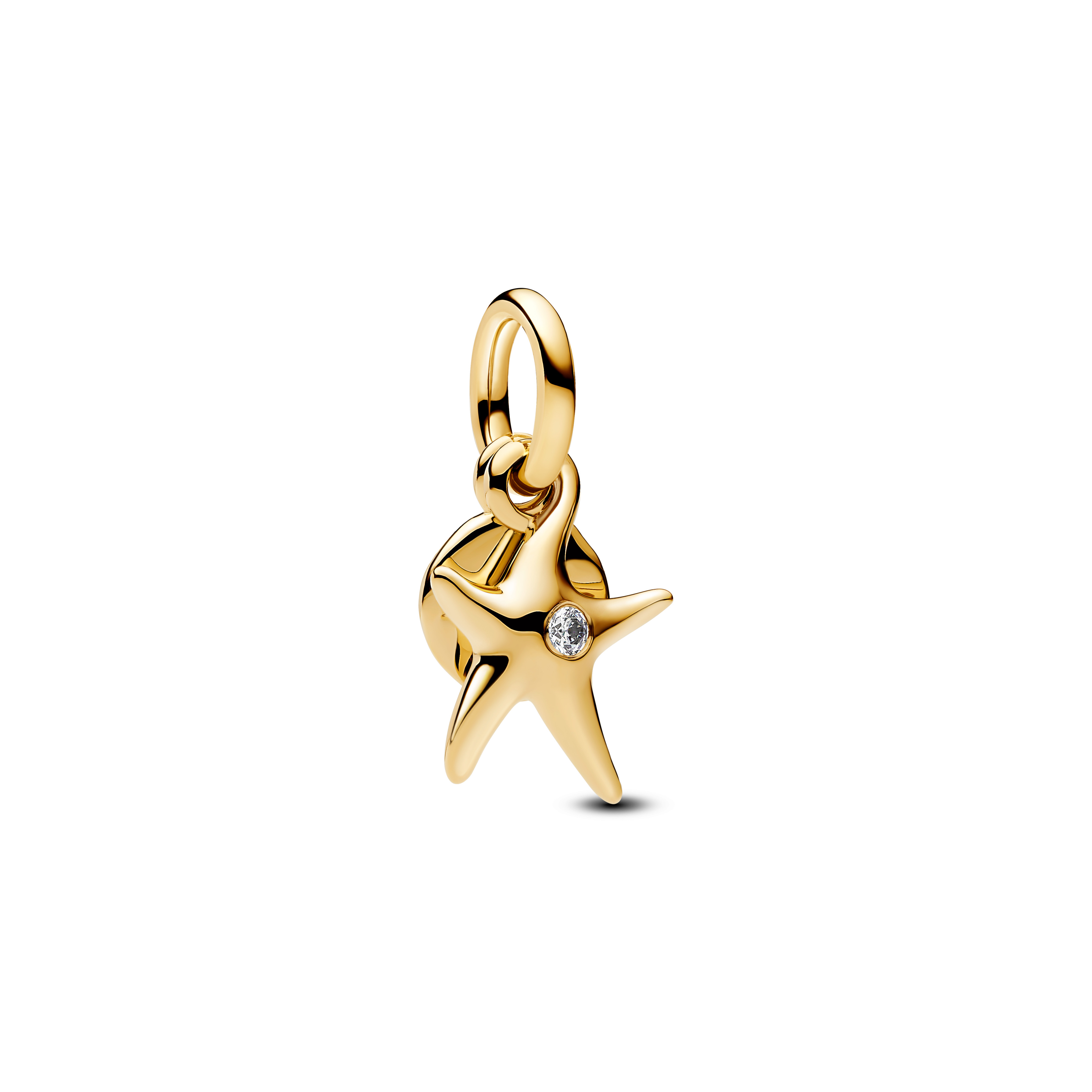 Starfish 14k gold-plated double dangle with clear 