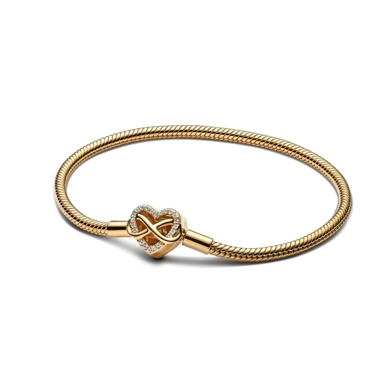 Snake chain 14k gold-plated bracelet with clear cu