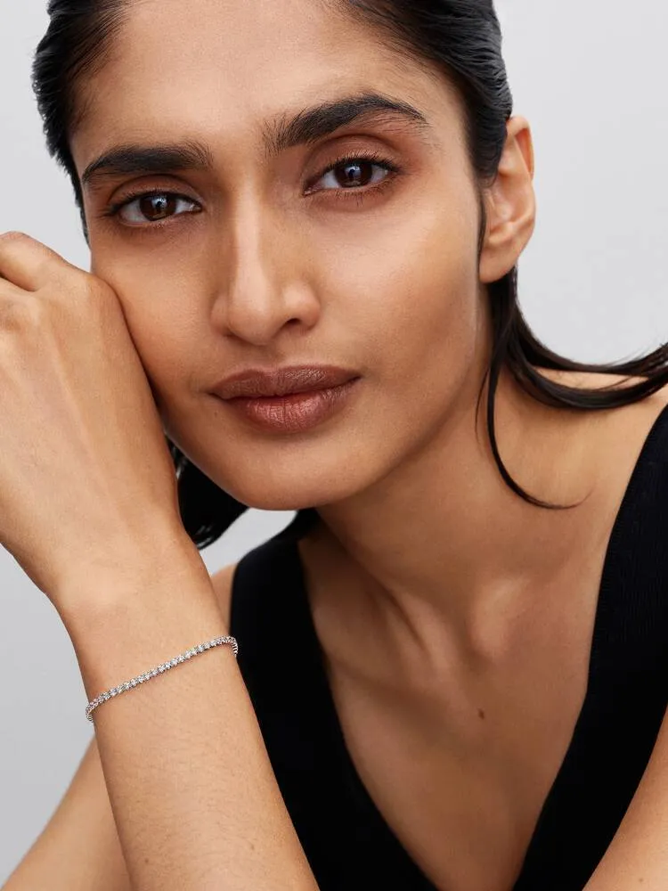 Sterling silver tennis bracelet with clear cubic z