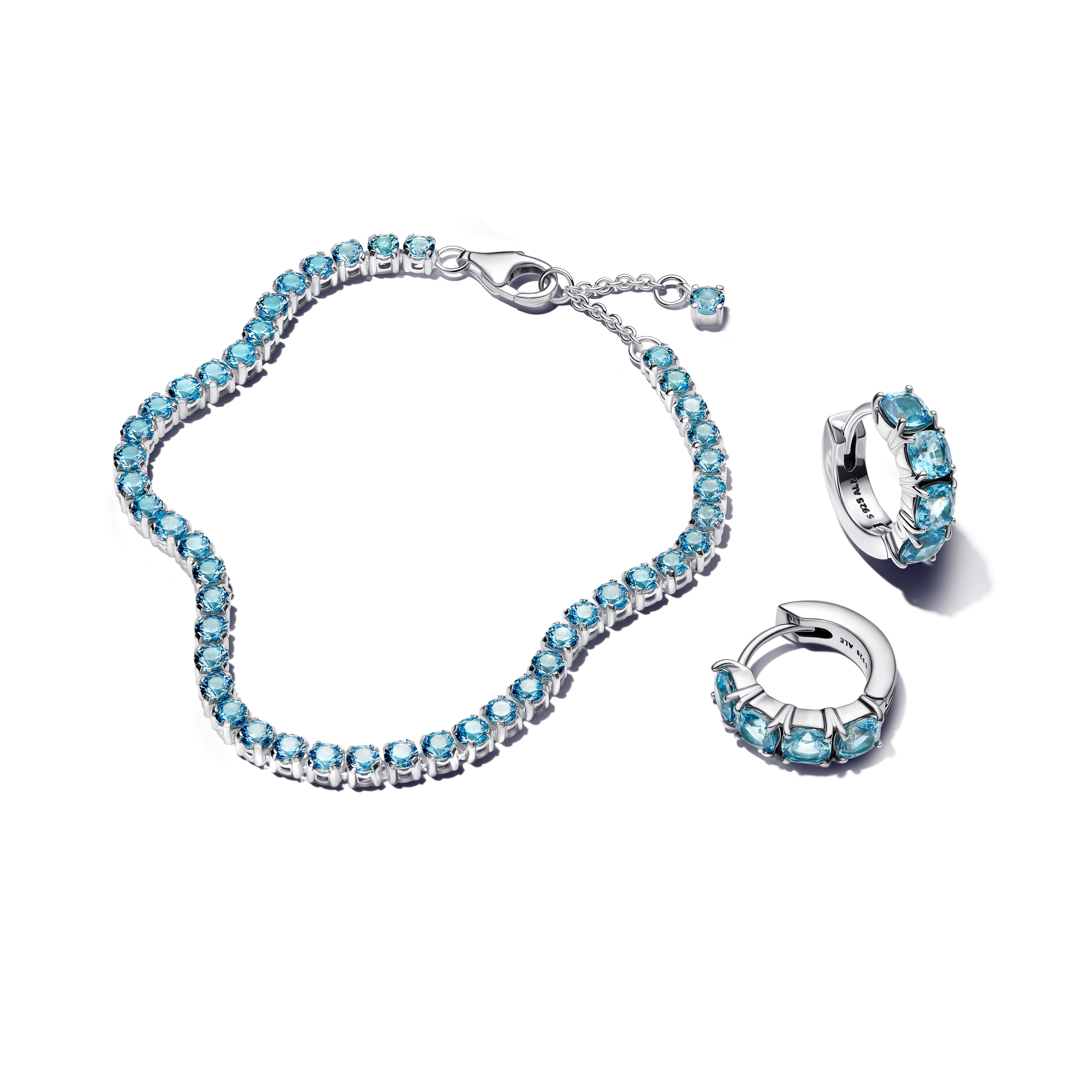 Sparkling Light Blue Tennis Jewelry Set