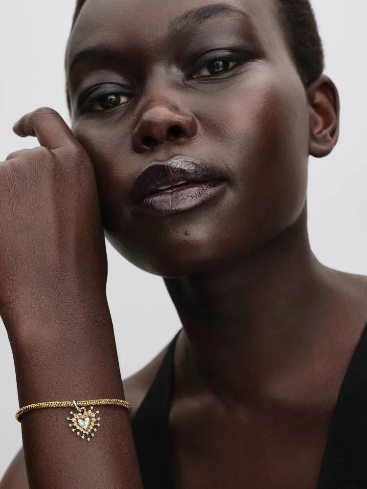 Heart sterling silver and 14k gold-plated double d