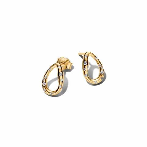 14k gold-plated stud earrings with clear cubic zir