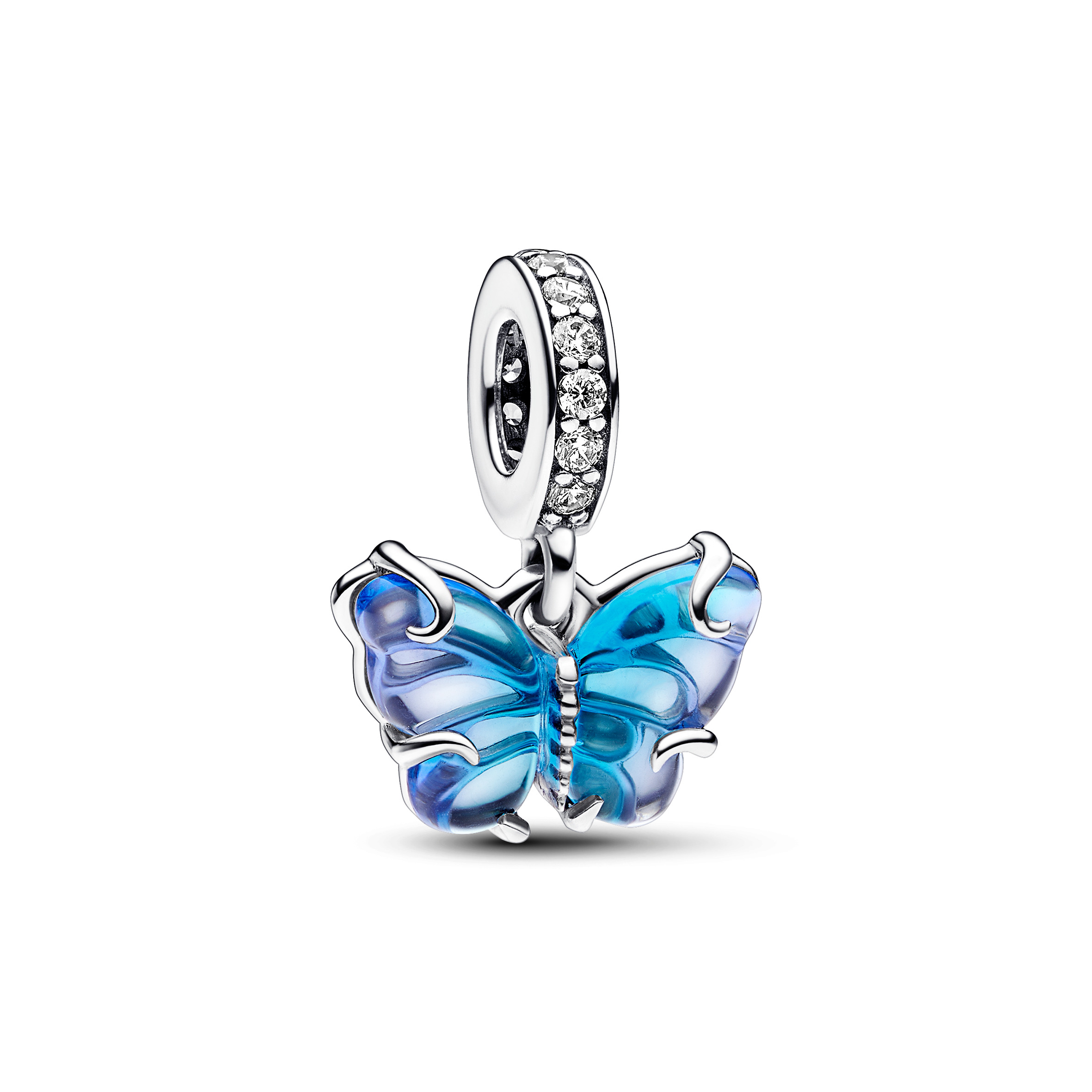 Butterfly sterling silver dangle with bi-colour bl